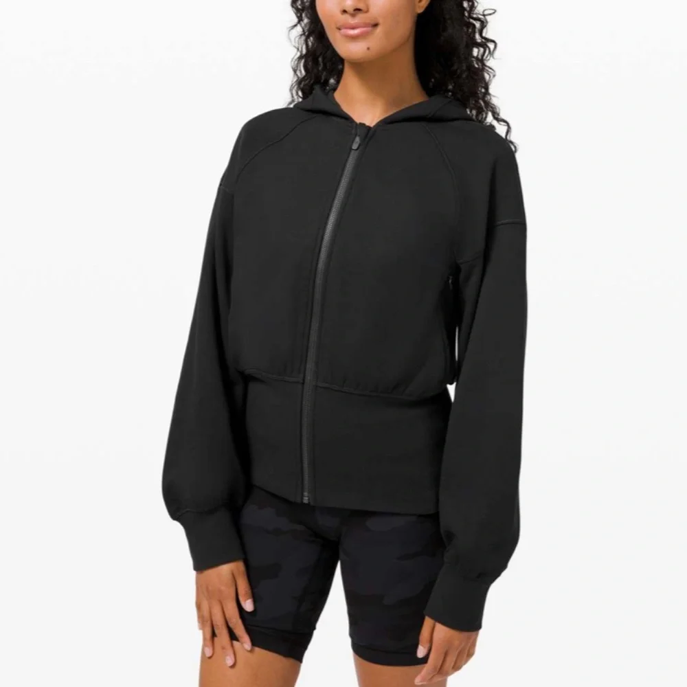Lululemon Hugged Waist Zip Hoodie Black Cropped Jacket Size 8 - Picture 15 of 16
